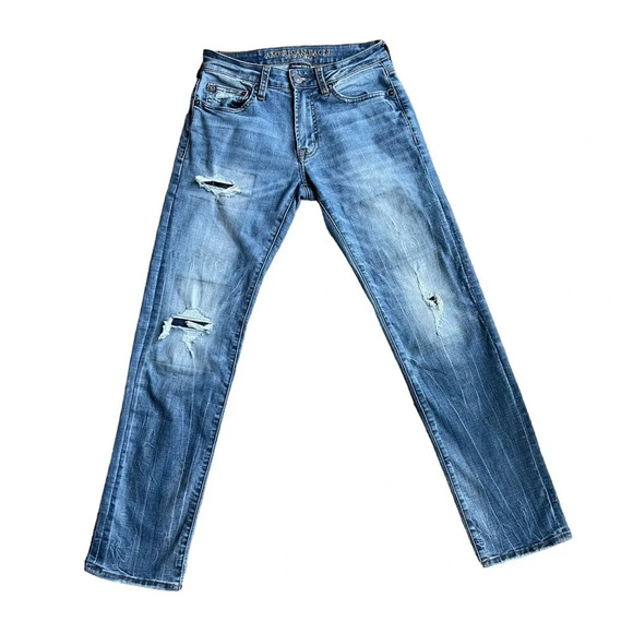American eagle outfitters men’s slim straight denim jean extreme flex 4 jeans 28 - Picture 3 of 10